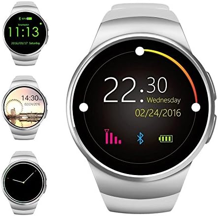 ATECKING IPS LCD Bluetooth Wrist Smart Watch&amp;Cell Phone SIM/TF Card for IOS and Android OS，All-in-1，Noble White