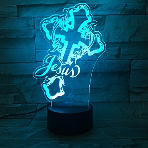 3D illusion Lamp Jesus LED Night Light 7 Color Changing Touch Table Desk Lighting for Bedroom LED Nightlight Great for Kids Kiddie Gifts Home Decoration