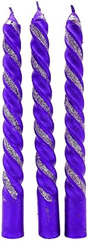 3 Pieces Pack Glitter Spiral Blue Candle Stick Wedding Decoration Party Candles