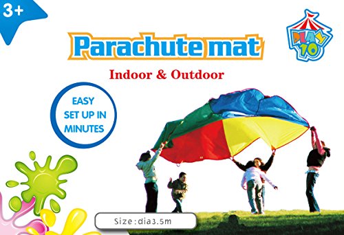 Kids Play Parachute 12ft Kids Sport Parachute with 8 Easy Hold Handles for Team Game - Thumbnail 6
