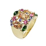 Yoursfs Colorful Crystal Statement Rings 18K Yellow Gold Plated Fashion Jewelry Unique Women Cocktail Rings Gift