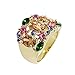 Yoursfs Colorful Crystal Rings 18K Yellow Gold Plated Unique Women Cocktail Rings Gift