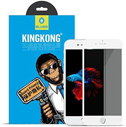 BLUEO Anti-Peep Protect Privacy iPhone 7 Plus / 8 Plus Full Screen Protector Real Privacy Ultra Slim Silk Touch Tempered Glass for iPhone 7 Plus / 8 Plus 5.5" Screen (White)