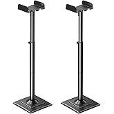 MOUNTUP Universal Speakers Stands Pair 34" to 43.3" Height Adjustable Holds Bookshelf Speakers Satellite Speakers Up to 11LBS Cable Concealing 1 Pair Spring-Loaded Plate Extends to 10" MU9138 Black