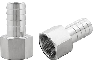 TIANTIANUP Stainless Steel 1" Barbed Hose x 1" NPT Female Adaptor Home Brew Fitting Pack of 2