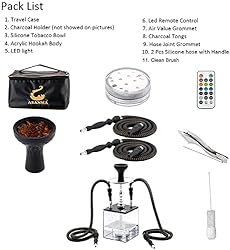 2 Hose Hookah Set with Travel Case Clean