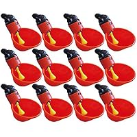 Boddenly 12 Pack - Automatic Chicken Drinker Cups with PVC Pipe Mount - Self Operating Water Dispenser for Any Breed of Poultry, Automatic Chicken Waterer/Poultry Watering Cups Drinkers