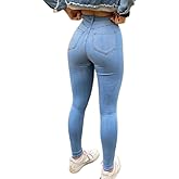 Thicken Stretchy 10" High-Rise Skinny Jeans Curve 4-Way Stretch Denim Pants for Women Good for Big Butt Stretchable