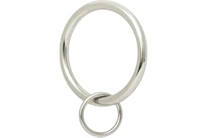 Ivilon Drapery Eyelet Curtain Rings - 1.7" Ring Loop for Hook Pins, Set of 14 - Brushed Nickel