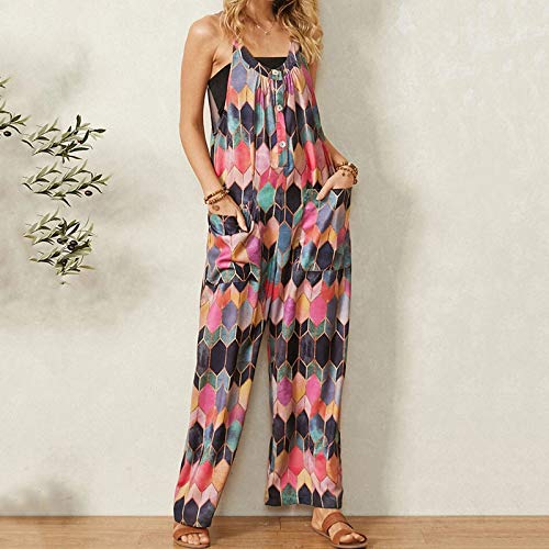 cllios Jumpsuits for Women Summer Casual Sleeveless Jumpsuit Beach Rompers Adjustable Jumpsuit Long Romper with Pockets