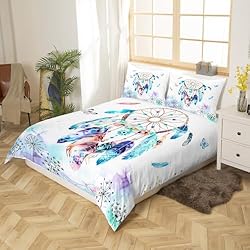 Girly Dream Catcher Duvet Cover Full,Watercolor