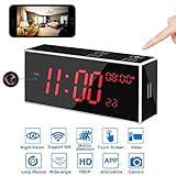 Hidden Camera WiFi Alarm Clock,LITSPED Spy Camera, 1080P Hidden Camera with 33FT Night Vision, 160°Angle Nanny Cam,Motion Detection,Record Sound,App Live Control and Viewing Security Camera for Home