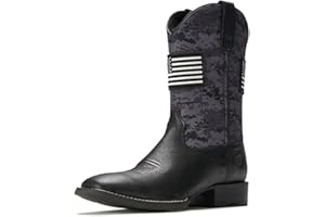 SUREWAY Cowboy Boots For Men - Mens Square Toe Western Boot With Flag,Oil/Slip Resistant,Durable Fashionable Classic Pull on Boots