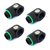 Bitspower G1/4" Male to Female Extender Fitting, 90° Rotary, Matte Black, 4-Pack