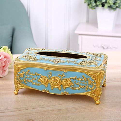 European Style Acrylic Tissue Boxes Dining Table Rectangular Napkin Holder Plastic Tissue Box (Blue)
