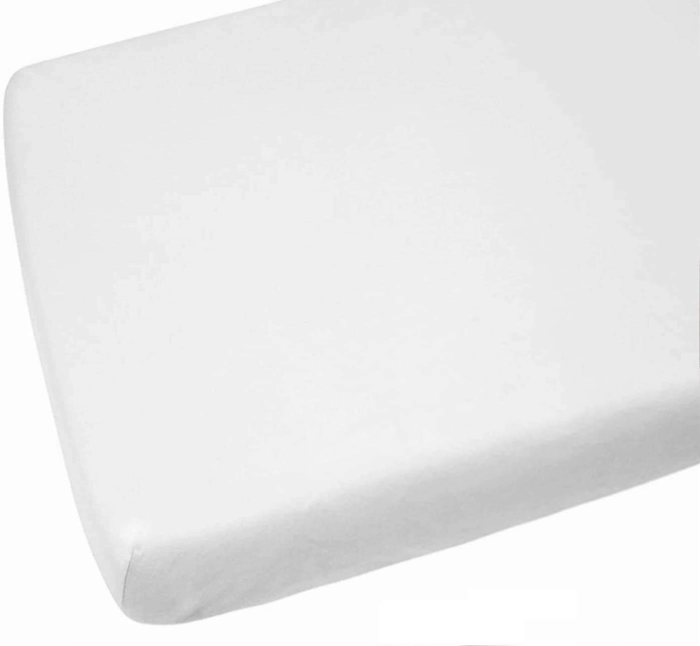 2 x AmigoZone Pollyotton Cot Bed Fitted Sheet (White, Cot Bed (70 x 140cm))