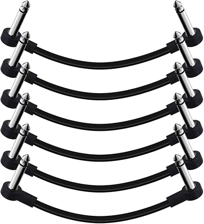 SONICAKE 6 Inch Right Angle Patch Cable 1/4 Inch Mono 6 Pack