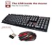 Wireless Mouse Keyboard Combo for PC, Waterproof with Long Battery Life for Tablet Desktop Laptop Mac PC Computer Smart TV (Blace&Red) Nano Receivers In The Mouse Near The Mouse Battery