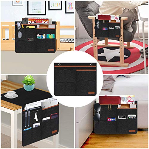 Worker Ant X Non-Slip Sofa Couch Chair Armrest Pocket Organizer Hanging Storage Bedside Caddy Organizer for Tablet,Smart Phone,Book,Glasses,Magazines,Ipad,TV Remote Control Holder (Black)