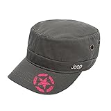 Jeep Unisex Star Print Adjustable Military Cap Hat (Gray, Free Size)