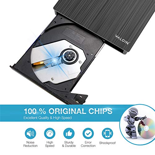 External CD DVD Drive USB 3.0 Portable 5.0GBPS Fits for DVD-R DVD-RW DVD+R DVD+RW DVD-ROM Super Speed Data Transfer Compatible for All Brands and Operating Systems of Laptops Windows MAC