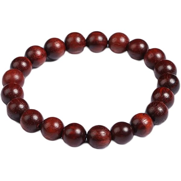 COOLSTEELANDBEYOND Bracciale Di Legno Classico Marrone - Perle Tibetane 8mm, Bracciale Estensibile Uomo E Donna