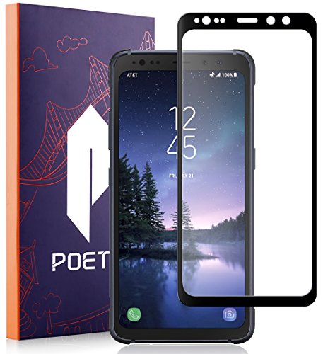 Galaxy S8 Active Screen Protector, Poetic [Full Coverage][HD Clear][Case Friendly][Anti-Fingerprint] Premium Edge-to-Edge Tempered Glass Screen Protector for Samsung Galaxy S8 Active (Black)