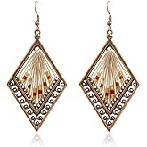 Silver/Gold Boho Dangle Statement Earrings for Women Trendy,Handmade Vintage Dainty Cute Long Drop Summer Earrings,fashion Accessories Jewelry Gifts