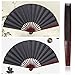 FENICAL Bamboo Folding Hand Black Fan Wedding Party For Men
