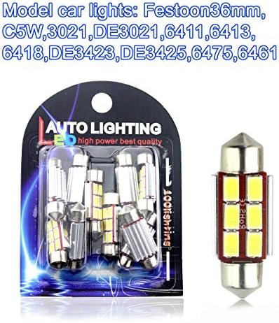 C5W 36mm festoon Dome light led car light 100lighting White Canbus LED Festoon Light 2W Super Bright Car LED Bulbs 5730 6 SMD 12V for interior light license light Dome Light LED Bulbs(Pack of 10)