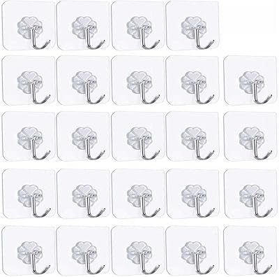 Pubiao Self Adhesive Hooks 24 Pack Heavy Duty Traceless Wall Hangers