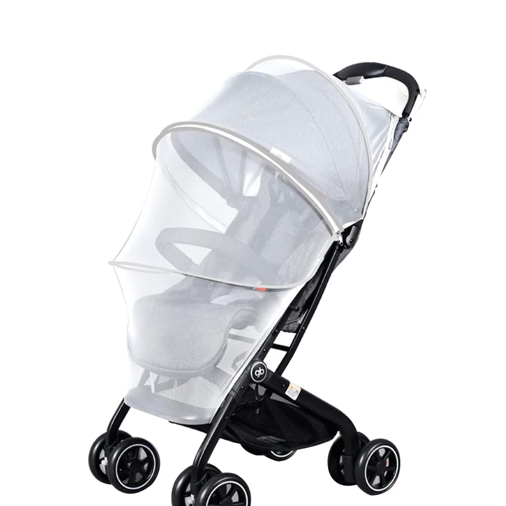 Universal Pram Mosquito Net For Pushchair Insect Net Fly Bug Net Protection Cover with Shed Support for Baby Car Seat Stroller Buggy Crib Carrycot Full-Wrapped Dual Zipper Opening and Closing