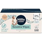 Millie Moon Sensitive Baby Wipes ~ (648 Count) ~ (9 Packs Of 72 Wipes) ~ (1Box)
