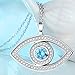 925 Sterling Silver Evil Eye Hamsa Blue White CZ Pendant Necklace,18''