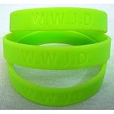 12 W.W.J.D. Silicone Wrist bands WWJD Neon Green Bright