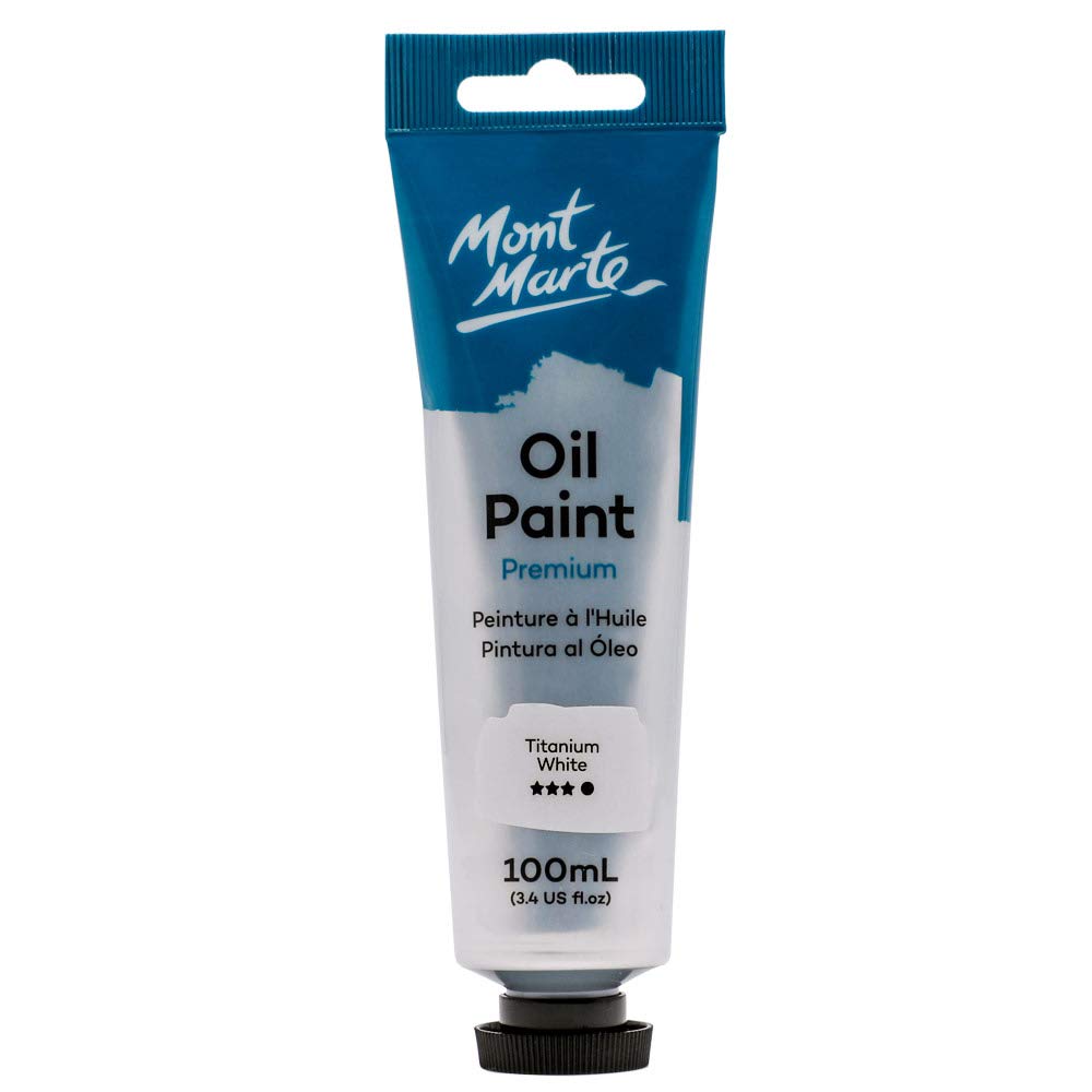 MONT MARTE Oil Paint Premium, 100ml (3.5 US fl.oz) Tube, Titanium White, Heavy Body Paint, Artist Quality, Good Coverage, Excellent Tinting Strength, Ideal for Painting Canvas
