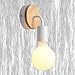 IJ INJUICY Vintage Wooden Wall Sconce, Metal Wall Light Fixture for Bedroom Living Room Bedside Hall Night Lighting Reading Lamp (White)