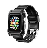 Compatible with Apple Watch Band with Case 42mm, MAIRUI Rugged Protective G Shock Replacement Wristband for Apple Watch Series 2/1, iWatch Nike+/Sport/Edition (Black)