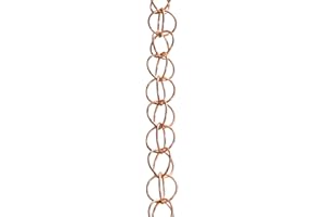 Monarch Rain Chains Ring Rain Chain Downspout Replacement Downspout for Gutters, 8-1/2 Feet Length Rain Chain, Pure Copper