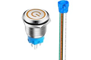 Gebildet 0.75 Inch/19mm Stainless Steel Latching Push button Switch 12V-24V 5A Power Symbol LED 1NO1NC SPDT ON Off Waterproof