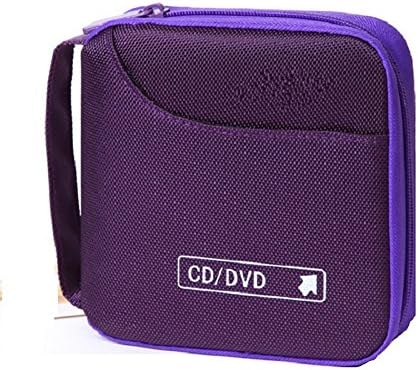 Ksmxos 32 Disc CD/DVD Portable Wallet CD Case Bag Storage Organizer Holder Protective DVD Storage Home Office and Travel - Purple
