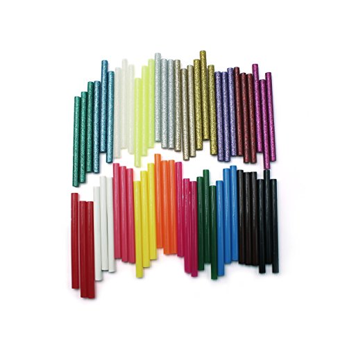 SuZhi 60 pack Glitter Hot Melt Adhesive Gule Stick 7mm x 100mm Multi Color (Multi)