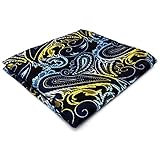Shlax&Wing Paisley Blue Black Yellow Pocket Square Mens Hankies Hanky