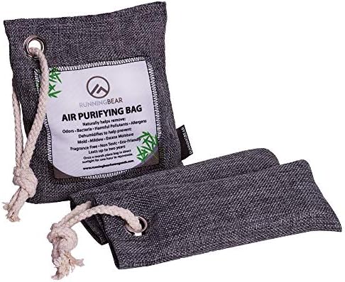 RunningBear Bamboo Charcoal Natural Air Purifying Bags, (2 x 75g) (1 x 200g), Odor Eliminator for Shoes, Gym Bag, Car, Closet. Deodorize and Reduce Moisture Naturally, Chemical-Free, Fragrance-Free.