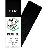 Bright Knight Decals Black Reflective Vinyl, Reflective Stickers, 5x30 | Motorcycle Helmet Stickers Made with 3M Reflective Tape Vinyl for Trailers, Cars, Bikes, Rims, Waterproof Reflector Stickers