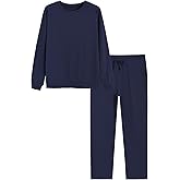 Weintee Women's Cotton Sweatsuits 2 Piece Set Sweatpants and Sweatshirt Straight Leg Jogging Suits