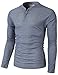 H2H Mens Slim Fit Waffle Pattern Henley-Neck Long Sleeve T-Shirt Blue US S/Asia M (CMTTL087)