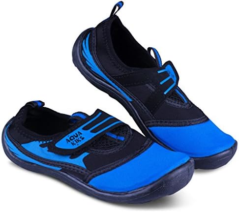 [A209-BLU/BLK-Y11] Aquakiks Boys Water Aqua Shoes, Kids &amp; Toddlers Waterproof Sandals, Blue &amp; Black