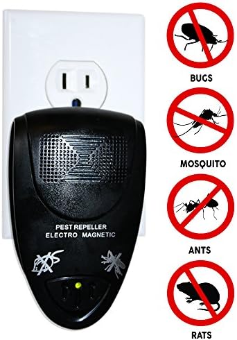 Natural Ultrasonic Rodent Repeller Controls Home Pests - Mice, Ant, Spider, Cockroach, Mosquito and Mouse Repellent - (1, Black)