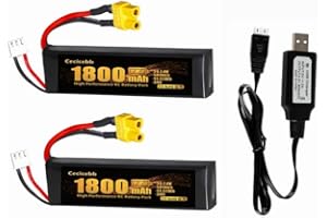 Cecicebb 7.4V Airsoft Battery Pack 1800mAh 30C Lipo Batteries with XT30 Plug Rechargeable 2S Lipo Battery for Airsoft Model Rifle Toys